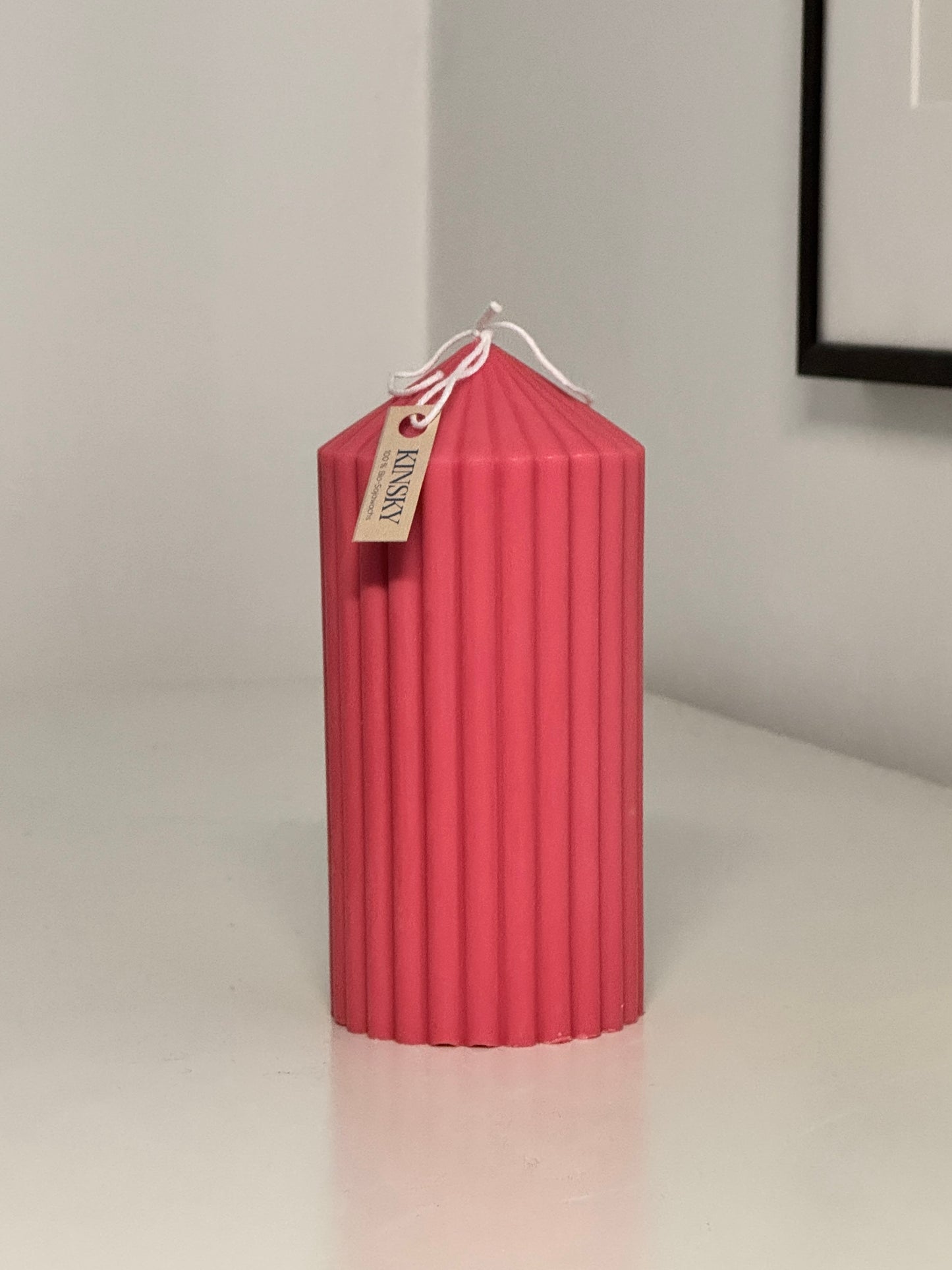 Große Stumpenkerze geriffelt Größe M