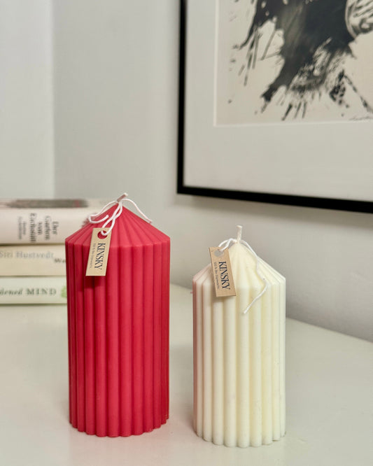 Große Stumpenkerze geriffelt Größe M